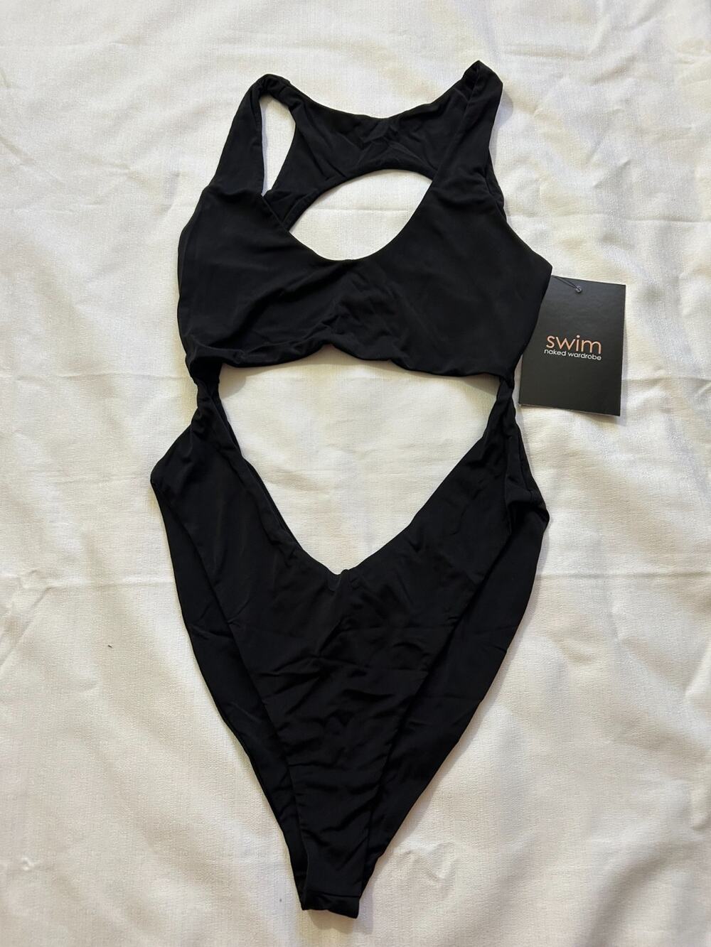 Naked Wardrobe Monokini Swimsuit Black Size Small
